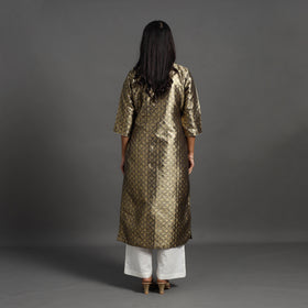 Grey Cutwork Tissue Zari Jaal Banarasi Silk Kurta for Women
