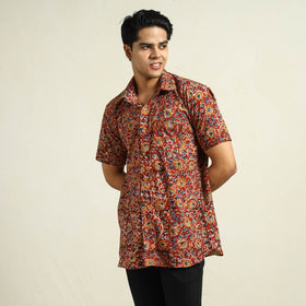 Buy Kalamkari Block Printed Cotton Men Half Sleeve Shirt 04 Online at iTokri.com