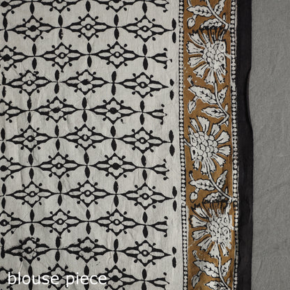 Black - Bagru Hand Block Printed Mul Cotton Natural Dyed Saree 19