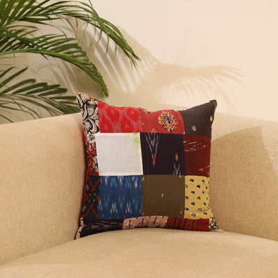 Buy Multicolor Handcrafted Cotton Patchwork Cushion Cover