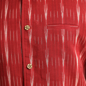 Red - Pochampally Ikat Cotton Men Nehru Jacket