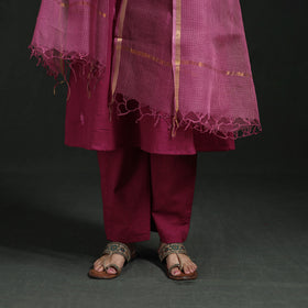 Plain Slub Cotton Hand Embroidered Suit Set with Dupatta for women 14