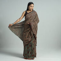 Green - Bindaas Art Block Printed Natural Dyed Cotton Saree 42