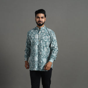 Kantha Stitch Cotton Short Jaipur Kurta for Men 09