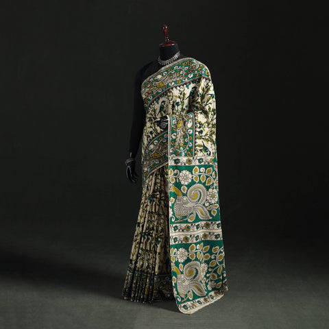 Green - Kalamkari Printed Cotton Saree 12