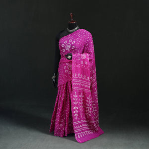 Purple - Kutch Bandhani Tie-Dye Cotton Saree 62