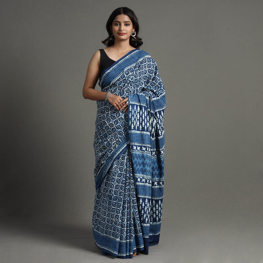 block printed saree