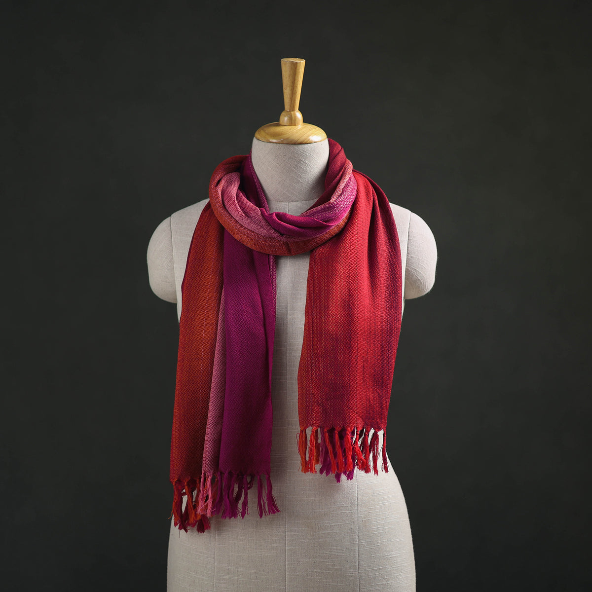 Multicolor - Double Shade Kumaun Handwoven Pure Merino Wool Stole 151