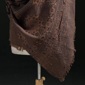 Ajrakh Hand Block Print Natural Dyed Handwoven Acrylic Wool Shawl 28