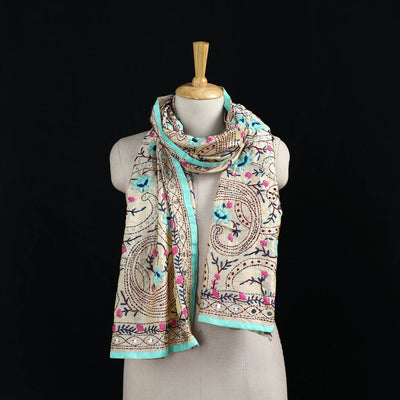 Ranihati Chanderi Silk Hand Embroidered Stole 01