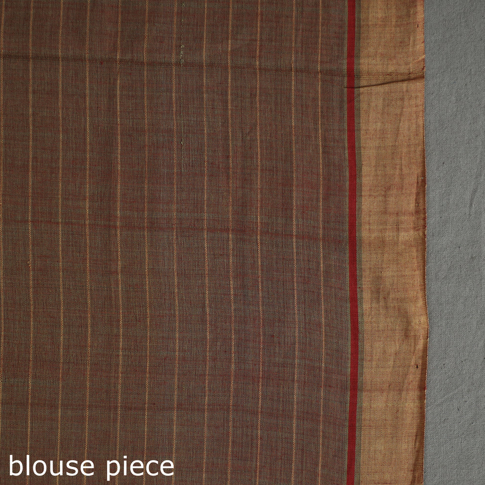 Green - Pure Handloom Natural Dyed Checks Cotton Saree 18