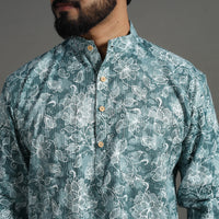 Kantha Stitch Cotton Short Sanganeri Kurta for Men 09