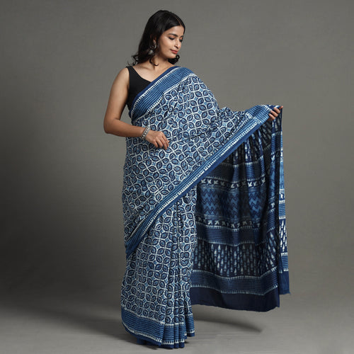 block printed saree