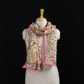 Beige - Ranihati Chanderi Silk Hand Embroidered Stole 02