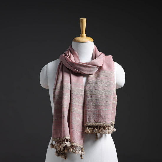 Pink - Kutch Embroidery Handwoven Merino Woolen Stole 43