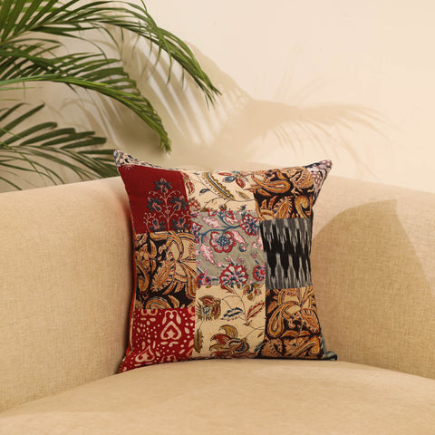 Buy Multicolor Handcrafted Cotton Patchwork Cushion Cover