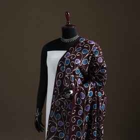 Brown - hand batik print cotton dupatta 41 - handcrafted