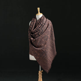 Ajrakh Hand Block Print Natural Dyed Handwoven Acrylic Wool Shawl 29