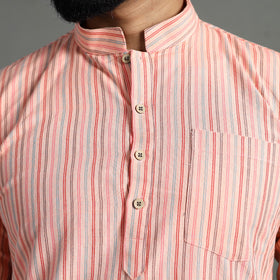 Buy Handloom Cotton Stripe Men Short Kurta Online at iTokri.com
