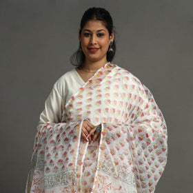  Block Printed Kota Doria Cotton Sanganeri Dupatta