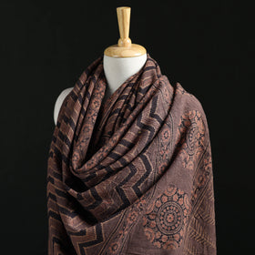 Ajrakh Hand Block Print Natural Dyed Handwoven Acrylic Wool Shawl 29