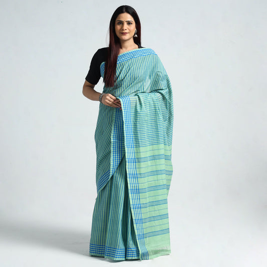 Green - Traditional Challapalli Handloom Cotton Stripe Saree