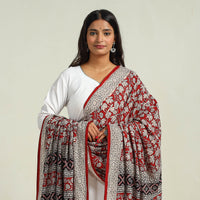 Red - Hand Block Print Cotton Bagh Dupatta 24