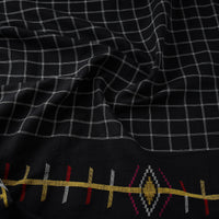 Black - Pure Handloom Cotton Bengal Jamdani Fabric 18