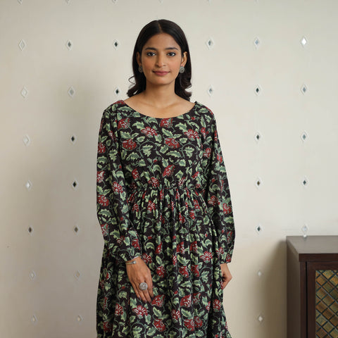 Multicolor - Block Printed Cotton Fit & Flare Jahota Dress 01