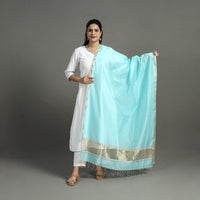 Blue - Handloom Silk Cotton Zari Work Maheshwari Dupatta 05