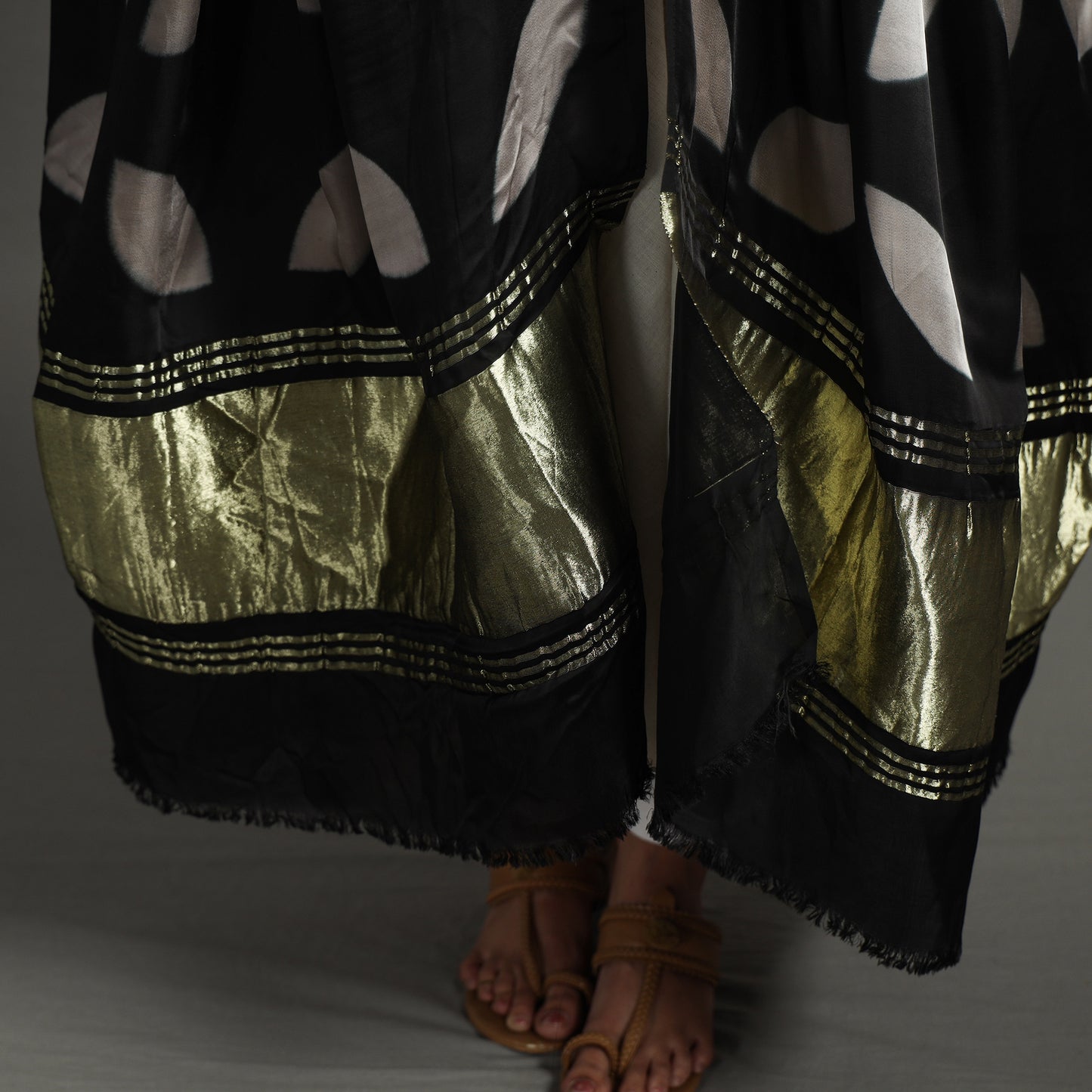 Multicolor - Shibori Clamp Dyed Modal Silk Dupatta with Zari Border 18