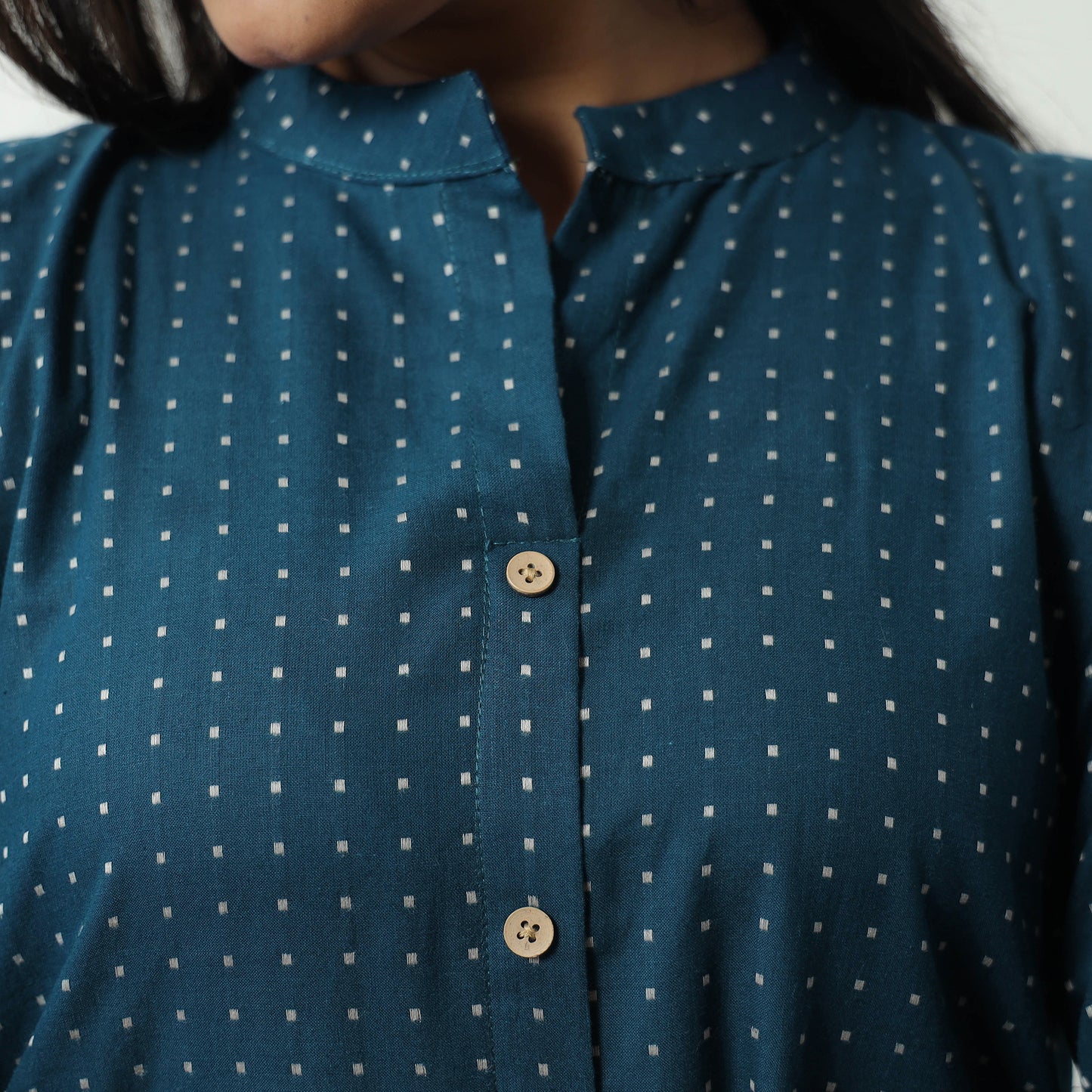 Blue - Jacquard Cotton A-Line Kurta 13
