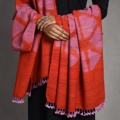 Multicolor - Kutch Handwoven Clamp Dyed Shibori Silk x Merino Woolen Shawl
