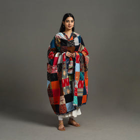 Multicolor - indigo cotton reversible patchwork dupatta 11