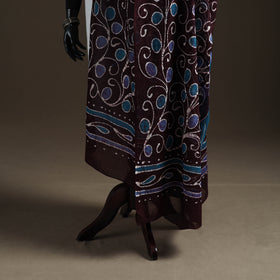 Brown - hand batik print cotton dupatta 41 - handcrafted