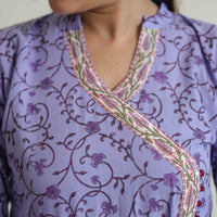 Purple - Sanganeri Block Print Cotton Kurta Suit Set 06