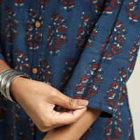 Blue with Butta - Ajrakh Hand Block Printed Cotton A-Line Kurta