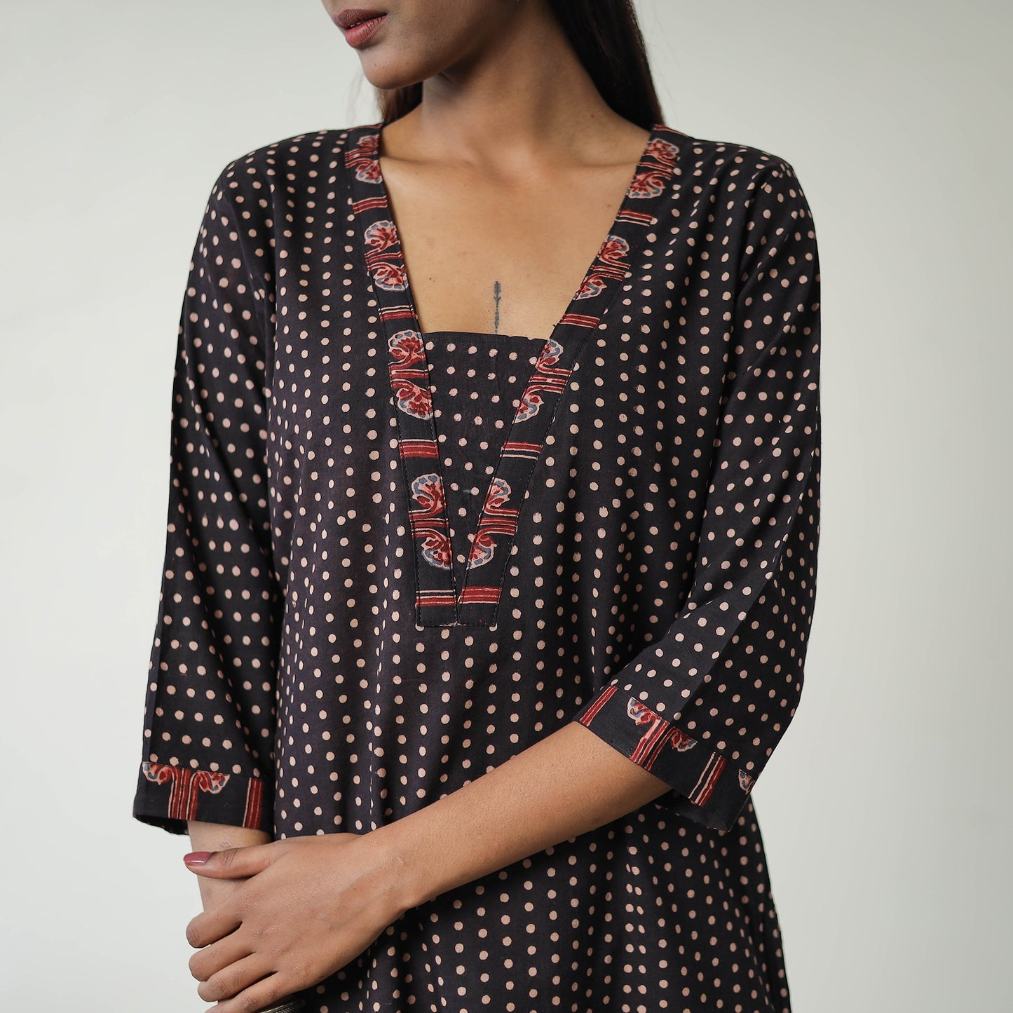 Block Printed Cotton Straight Ajrakh Kurta 31