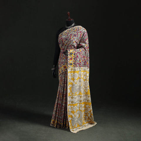 Multicolor - Kalamkari Printed Cotton Saree 13