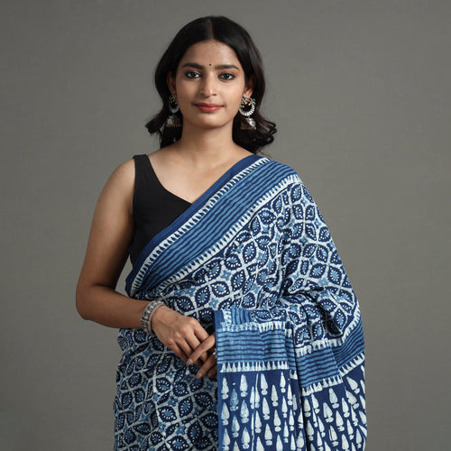 block printed saree