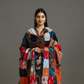 Multicolor - indigo cotton reversible patchwork dupatta 11