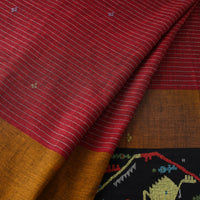 Maroon - Pure Handloom Cotton Bengal Jamdani Fabric 19