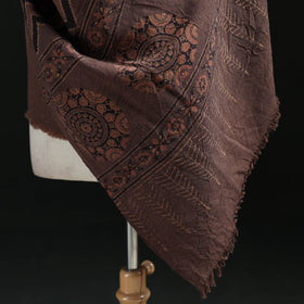 Ajrakh Hand Block Print Natural Dyed Handwoven Acrylic Wool Shawl 29