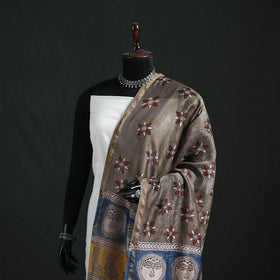 Multicolor - Mata Ni Pachedi Handpainted Natural Dyed Chanderi Silk Handloom Dupatta 24