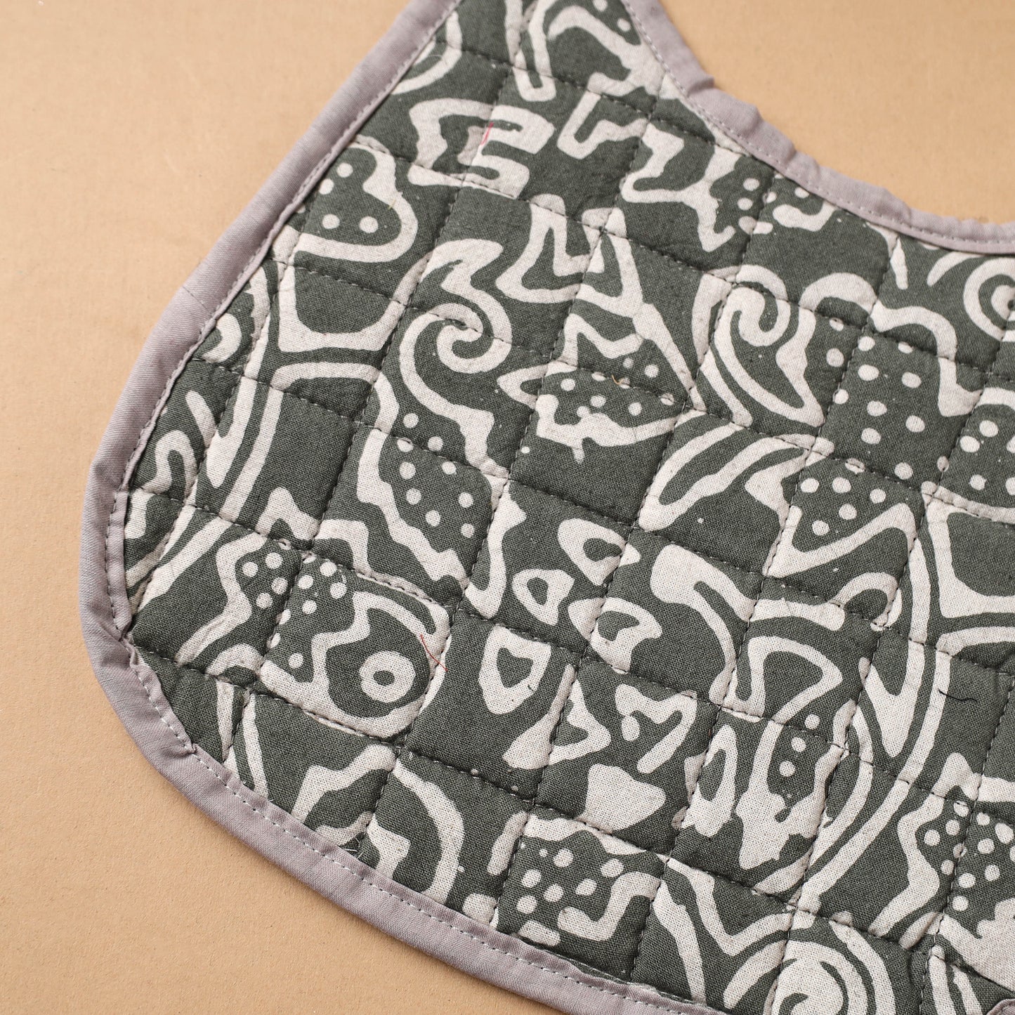 Grey Handmade Cotton Baby Bib