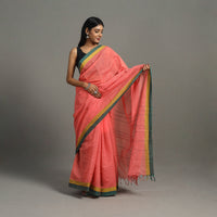 Peach - Stepwell Turned Weft Cotton Handloom Saree 16