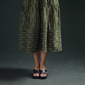 Pochampally Ikat Cotton Sleeveless Tiered Long Dress for Women 09