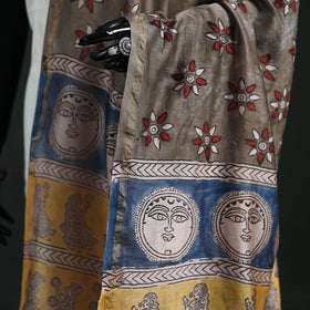 Multicolor - Mata Ni Pachedi Handpainted Natural Dyed Chanderi Silk Handloom Dupatta 24