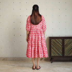 Pink - Pure Cotton Tiered Batik Print Dress 11
