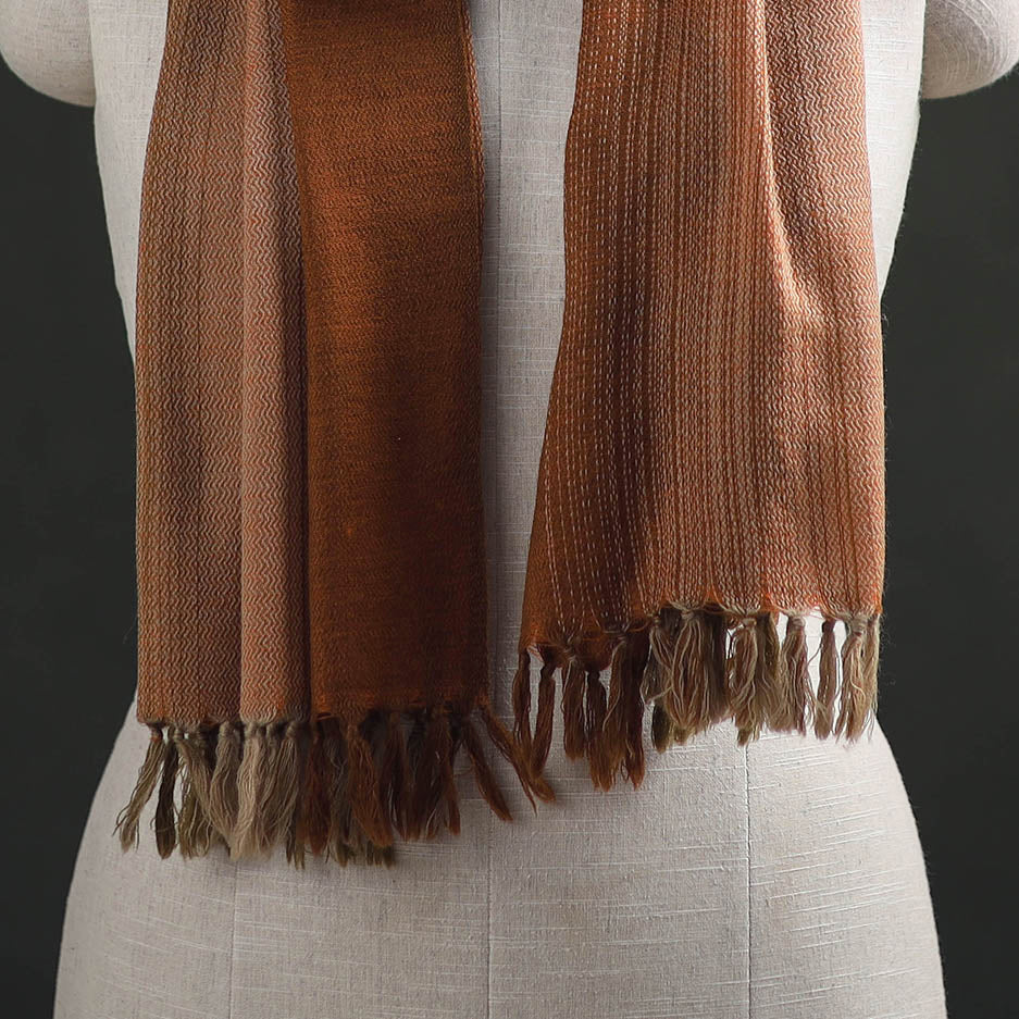 Brown - Double Shade Kumaun Handwoven Pure Merino Wool Stole 153